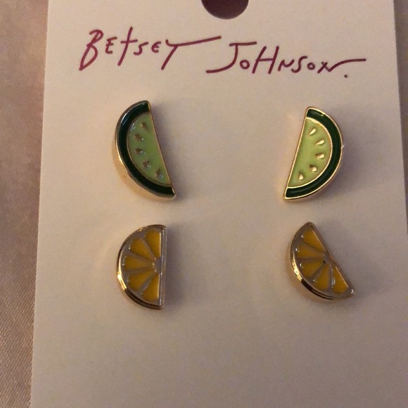 Betsey Johnson Gold Tone Lemon & Lime Wedge Stud Earring Set NWT - Picture 11 of 13